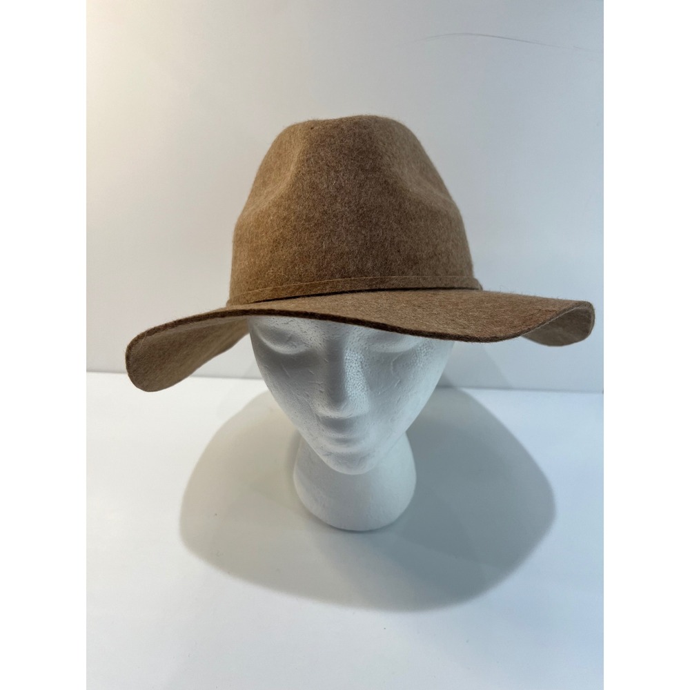 J.Crew Womens Brown 100% Wool Felt Fedora Hat M/L Boho Hippie Nature‎ Outdoor